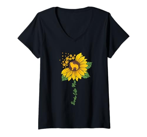 Damen Border Collie Mama Sunflower Collie Lover Geschenke Hund Mama Mama T-Shirt mit V-Ausschnitt von Funny Dog Lover Gifts Sunflower For Women Girls