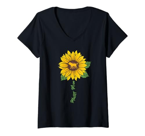 Damen Mastiff Mama Sonnenblume Hundeliebhaber Geschenke Mama Mama T-Shirt mit V-Ausschnitt von Funny Dog Lover Gifts Sunflower For Women Girls