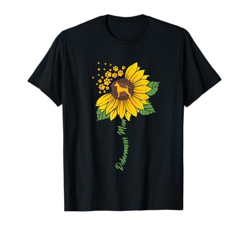 Dobermann Mama Sonnenblume Hundeliebhaber Geschenke Mama Mama T-Shirt von Funny Dog Lover Gifts Sunflower For Women Girls