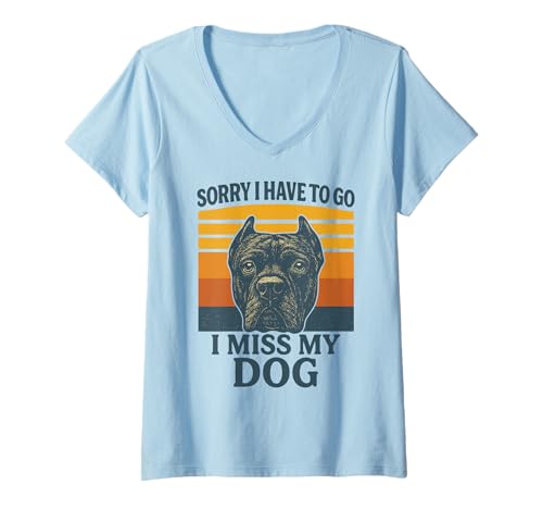 Damen Entschuldigung, ich muss gehen Ich vermisse Meinen Hund Cane Corso Retro T-Shirt mit V-Ausschnitt Damen Entschuldigung, ich muss gehen Ich vermisse Meinen Hund Cane Corso Retro T-Shirt mit V-Ausschnitt von Funny Dog Owner Sayings for Men Women Kids