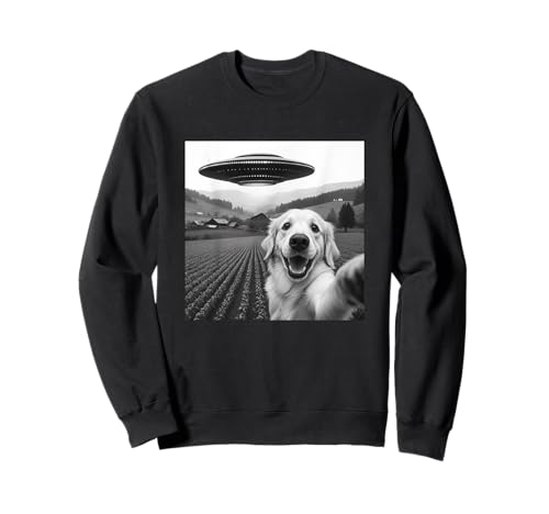 Golden Retriever Selfie mit Alien UFO Lustig für Männer Frauen Sweatshirt von Funny Dog Selfie Graphic Tees