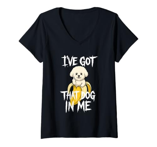Damen I've Got That Dog In Me Lustiges Meme Bichon T-Shirt mit V-Ausschnitt Damen I've Got That Dog In Me Lustiges Meme Bichon T-Shirt mit V-Ausschnitt von Funny Dog Tees