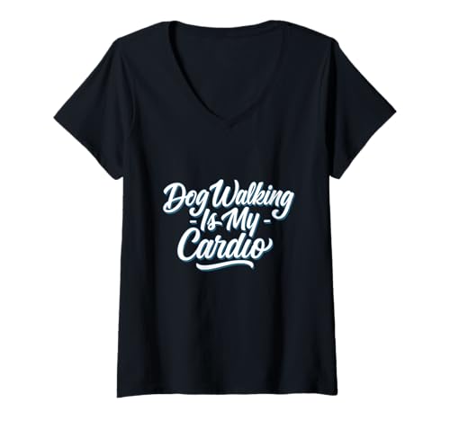 Damen Hundespaziergang Cardio T-Shirt mit V-Ausschnitt Damen Hundespaziergang Cardio T-Shirt mit V-Ausschnitt von Funny Dog Walker Tees and More