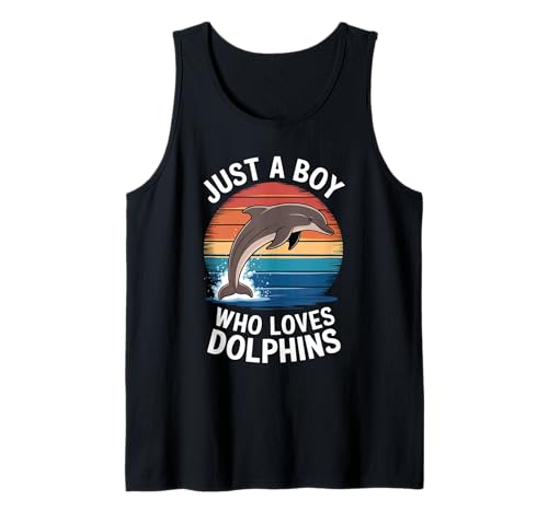 Herren Just a Boy Who Loves Delphins Vintage Sunset Dolphin Lover Tank Top Herren Just a Boy Who Loves Delphins Vintage Sunset Dolphin Lover Tank Top von Funny Dolphin Lover Apparel for Men Women
