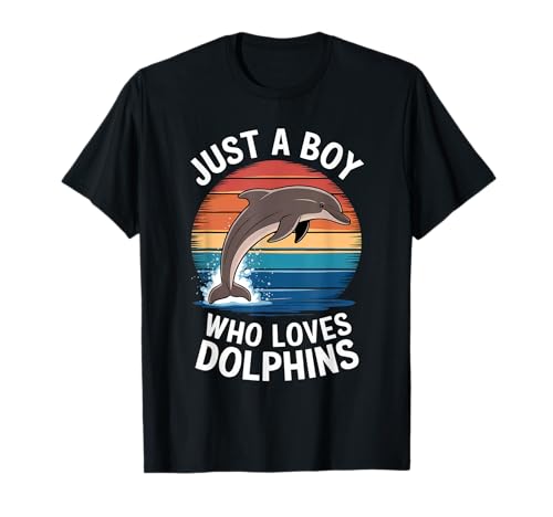 Just a Boy Who Loves Delphins Vintage Sunset Dolphin Lover T-Shirt Just a Boy Who Loves Delphins Vintage Sunset Dolphin Lover T-Shirt von Funny Dolphin Lover Apparel for Men Women