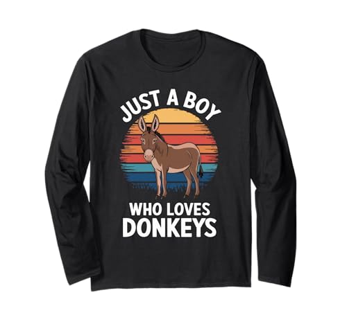 Just A Boy Who Loves Donkeys Bauernhoftier Fan Kinder Esel Langarmshirt Just A Boy Who Loves Donkeys Bauernhoftier Fan Kinder Esel Langarmshirt von Funny Donkey Lover Clothing