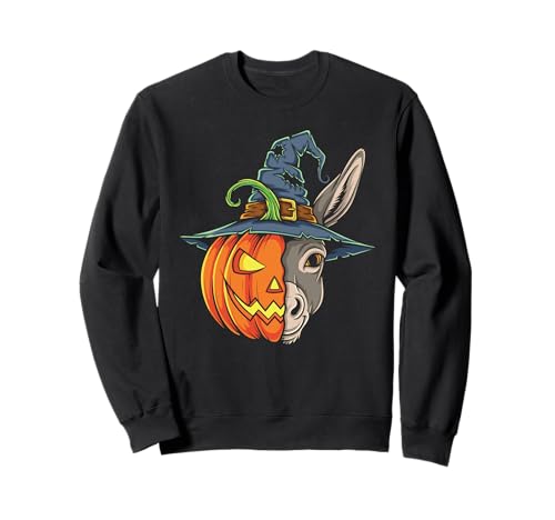 Jack O Laterne Esel Kürbis Halloween Kinder Herren Damen Sweatshirt von Funny Donkey Lovers Halloween Pumpkin Outfits