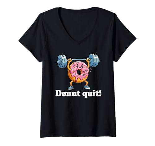 Damen Donut Quit Fitness, Fitnessstudio, Training, Donut Lover, Sport T-Shirt mit V-Ausschnitt Damen Donut Quit Fitness, Fitnessstudio, Training, Donut Lover, Sport T-Shirt mit V-Ausschnitt von Funny Donut & Weightlifting Gifts Men Women Kids