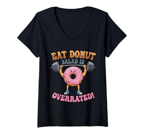 Damen Donut-Salat essen ist überbewertet Donut-Liebhaber, Fitness-Workout, Fitnessstudio T-Shirt mit V-Ausschnitt Damen Donut-Salat essen ist überbewertet Donut-Liebhaber, Fitness-Workout, Fitnessstudio T-Shirt mit V-Ausschnitt von Funny Donut & Weightlifting Gifts Men Women Kids