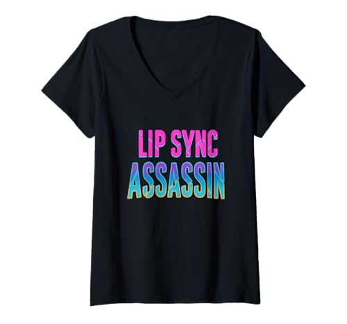 Damen Lip-Sync Assassin Drag Queen inspiriertes Design T-Shirt mit V-Ausschnitt von Funny Drag Queen Merch