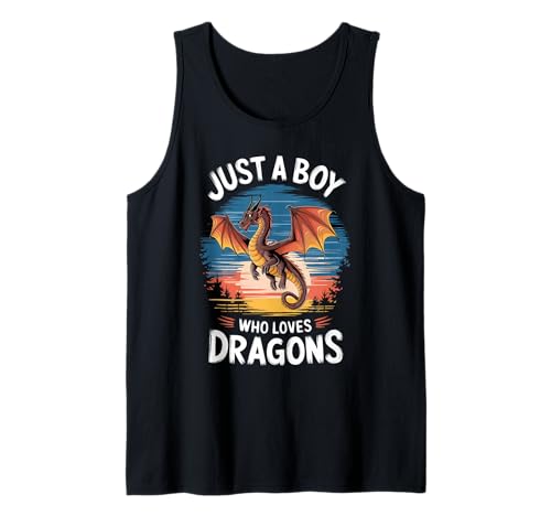 Herren Nur EIN Junge, der Drachen liebt Fabelwesen Retro-Drache Tank Top von Funny Dragon Apparel for Men Women