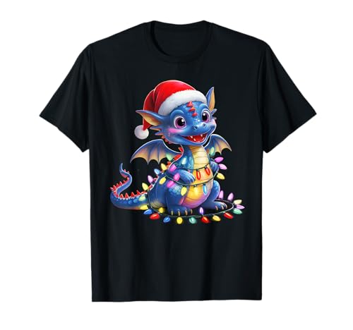 Drachen-Weihnachtsmann-Weihnachtsbaum-Beleuchtung, für Damen und Herren T-Shirt Drachen-Weihnachtsmann-Weihnachtsbaum-Beleuchtung, für Damen und Herren T-Shirt von Funny Dragon Lovers Christmas Tree Lights Apparel