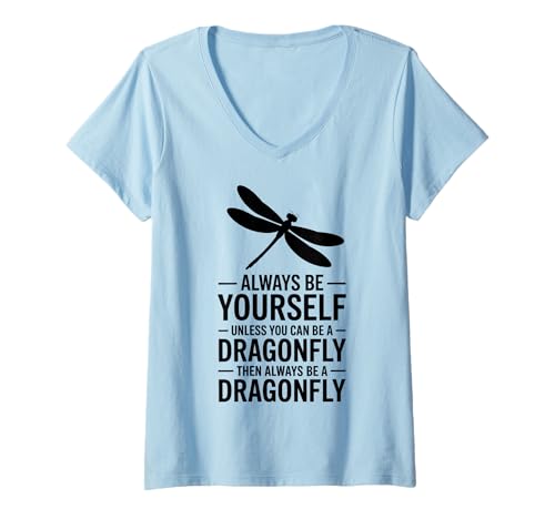 Damen Libelle Lustige Libelle T-Shirt mit V-Ausschnitt Damen Libelle Lustige Libelle T-Shirt mit V-Ausschnitt von Funny Dragonfly Cool Dragonflies Designs