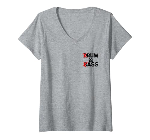Damen Drum And Bass Rum & Ass T-Shirt mit V-Ausschnitt von Funny Drummer And Bassist Apparel