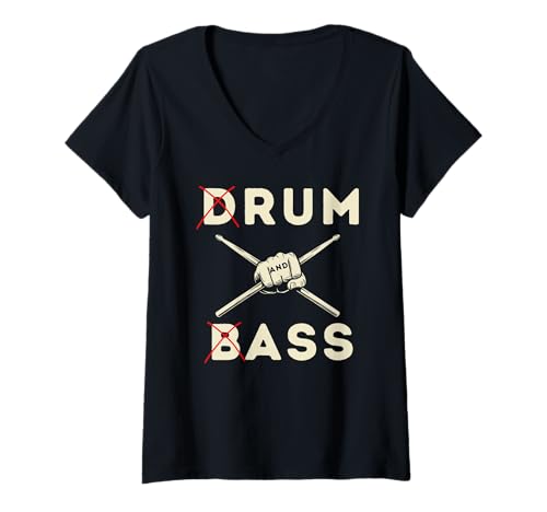 Damen Drum & Bass Rum & Ass Lovers Rum und Arsch Drum und Bass T-Shirt mit V-Ausschnitt Damen Drum & Bass Rum & Ass Lovers Rum und Arsch Drum und Bass T-Shirt mit V-Ausschnitt von Funny Drummer And Bassist