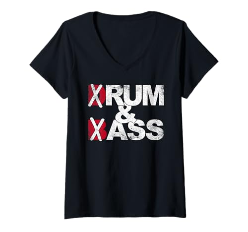 Damen Funny Drum and bass rum and ass Music lover T-Shirt mit V-Ausschnitt von Funny Drummer & Bassist