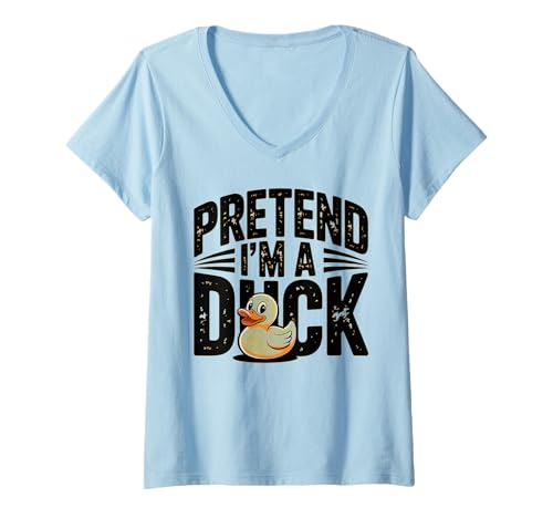 Damen Lustige Entenliebhaber Halloween-Party, Pretend I'm A Duck T-Shirt mit V-Ausschnitt Damen Lustige Entenliebhaber Halloween-Party, Pretend I'm A Duck T-Shirt mit V-Ausschnitt von Funny Duck Animal Lover Halloween Costume Gifts