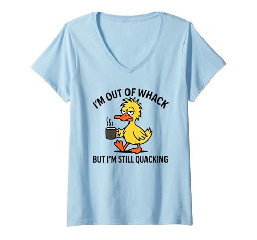 Damen Lustiger Kaffee-Enten-Humor für müde Koffein-Liebhaber T-Shirt mit V-Ausschnitt Damen Lustiger Kaffee-Enten-Humor für müde Koffein-Liebhaber T-Shirt mit V-Ausschnitt von Funny Duck Coffee Lover Still Quacking Humor