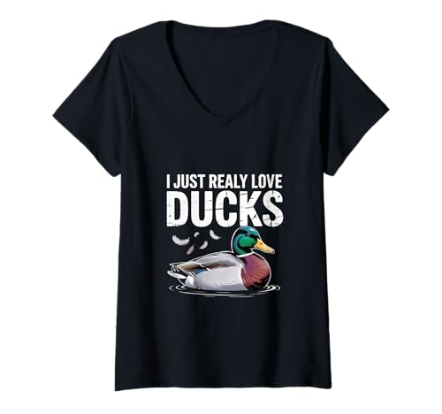 Damen Lustige Enten Zitate I Just Really Love Ducks to Duck Lover T-Shirt mit V-Ausschnitt Damen Lustige Enten Zitate I Just Really Love Ducks to Duck Lover T-Shirt mit V-Ausschnitt von Funny Duck Quotes I Just Really Love Ducks Shirt
