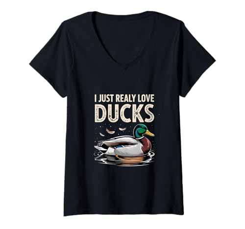 Damen Lustige Enten Zitate I Just Really Love Ducks to Duck Lover T-Shirt mit V-Ausschnitt Damen Lustige Enten Zitate I Just Really Love Ducks to Duck Lover T-Shirt mit V-Ausschnitt von Funny Duck Quotes I Just Really Love Ducks Shirt