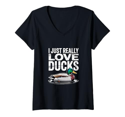 Damen Lustige Enten Zitate I Just Really Love Ducks to Duck Lover T-Shirt mit V-Ausschnitt Damen Lustige Enten Zitate I Just Really Love Ducks to Duck Lover T-Shirt mit V-Ausschnitt von Funny Duck Quotes I Just Really Love Ducks Shirt