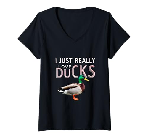 Damen Lustige Enten Zitate I Just Really Love Ducks to Strauß Lover T-Shirt mit V-Ausschnitt Damen Lustige Enten Zitate I Just Really Love Ducks to Strauß Lover T-Shirt mit V-Ausschnitt von Funny Duck Quotes I Just Really Love Ducks Shirt