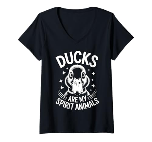 Damen Enten Geist Tiere Lustige Ente T-Shirt mit V-Ausschnitt Damen Enten Geist Tiere Lustige Ente T-Shirt mit V-Ausschnitt von Funny Ducks Cool Ducks Designs