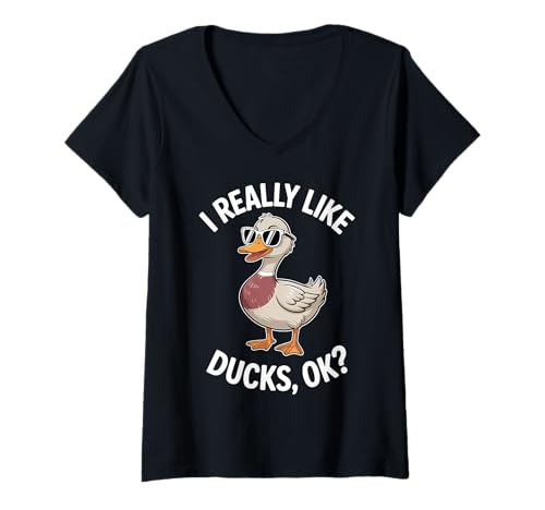 Damen Enten lustige Ente T-Shirt mit V-Ausschnitt Damen Enten lustige Ente T-Shirt mit V-Ausschnitt von Funny Ducks Cute Ducks Design
