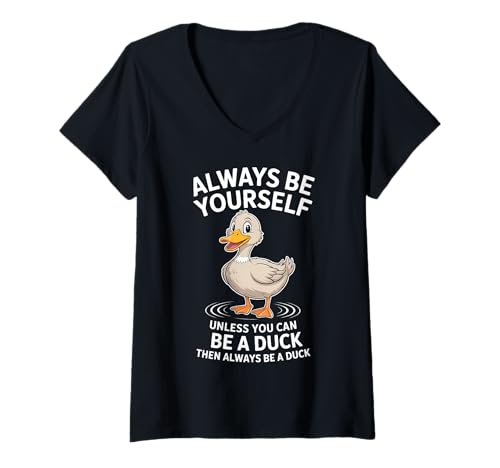 Damen Enten lustige Ente T-Shirt mit V-Ausschnitt Damen Enten lustige Ente T-Shirt mit V-Ausschnitt von Funny Ducks Cute Ducks Designs