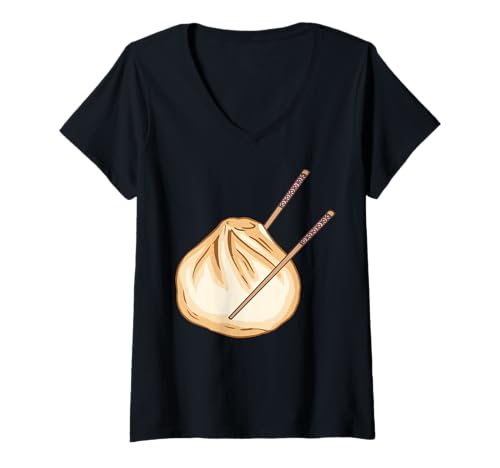 Damen Dim Sum Asiatische Lebensmittel Gedämpfte Lebensmittel Knödel Liebhaber Feinschmecker T-Shirt mit V-Ausschnitt Damen Dim Sum Asiatische Lebensmittel Gedämpfte Lebensmittel Knödel Liebhaber Feinschmecker T-Shirt mit V-Ausschnitt von Funny Dumplings Chinese Food Lover