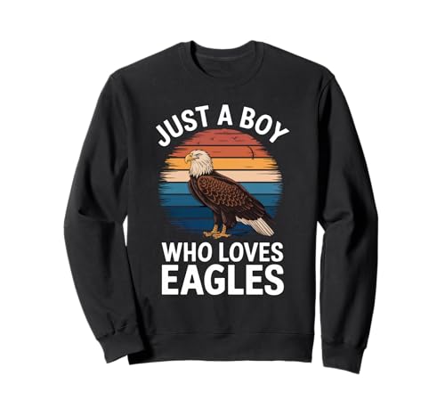 Just a Boy Who Loves Eagles Retro-Stil Jungen Kinder Adler Sweatshirt von Funny Eagle Lover Apparel for Men Women