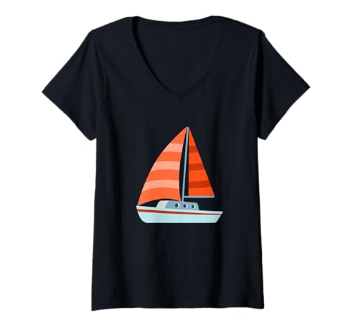 Damen Segelboot Schlauchboot Yacht Kostüm T-Shirt mit V-Ausschnitt von Funny Easy Lazy Last Minute Costumes