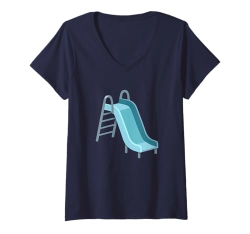 Damen Spielplatzrutschenkostüm T-Shirt mit V-Ausschnitt von Funny Easy Lazy Last Minute Costumes