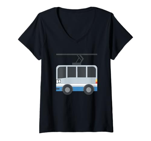 Damen Trolleybus Elektrobus Trolley Bus Kostüm T-Shirt mit V-Ausschnitt von Funny Easy Lazy Last Minute Costumes