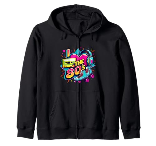 Vintage 80er Jahre Party Outfit Herren Damen 80er Jahre I Love The 80s Kapuzenjacke von Funny Eighties 80s Costume Party I Love The 80's