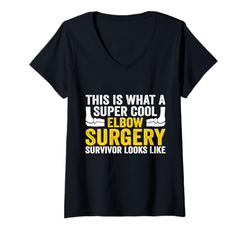 Damen Ellenbogen-Chirurgie Erholung Lustiger gebrochener Knochen Ellenbogen Reha T-Shirt mit V-Ausschnitt Damen Ellenbogen-Chirurgie Erholung Lustiger gebrochener Knochen Ellenbogen Reha T-Shirt mit V-Ausschnitt von Funny Elbow Surgery Men Women