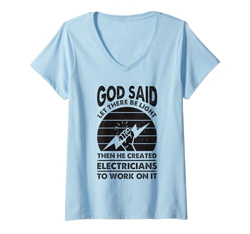Damen Lustiger Elektriker Lineman Elektroingenieur Christian T-Shirt mit V-Ausschnitt Damen Lustiger Elektriker Lineman Elektroingenieur Christian T-Shirt mit V-Ausschnitt von Funny Electrician Gift Electrical Engineer Apparel