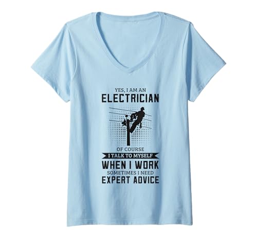 Damen Elektriker brauchen fachkundigen Rat Lustiger Elektroarbeiter T-Shirt mit V-Ausschnitt Damen Elektriker brauchen fachkundigen Rat Lustiger Elektroarbeiter T-Shirt mit V-Ausschnitt von Funny Electrician Gift Lineman Apparel