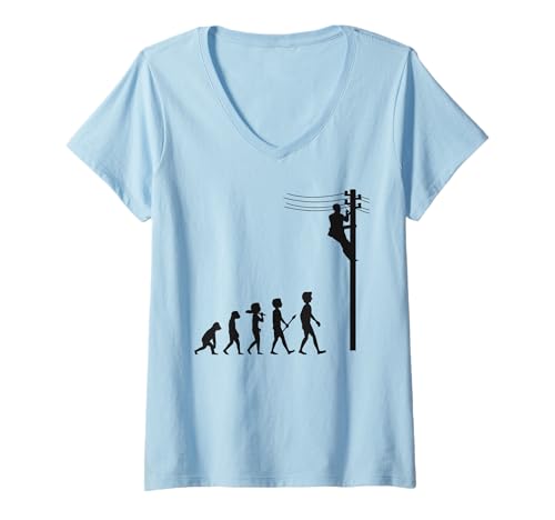 Damen Lustiges Elektriker Lineman Ingenieur Design für Männer Frauen T-Shirt mit V-Ausschnitt von Funny Electrician Gift Lineman Apparel