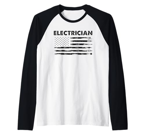 Amerikanische Flagge, Elektriker, Werkzeug-Design für Männer und Frauen Raglan von Funny Electrician Gifts For Men