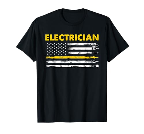 Amerikanische Flagge, Elektriker, Werkzeug-Design für Männer und Frauen T-Shirt von Funny Electrician Gifts For Men