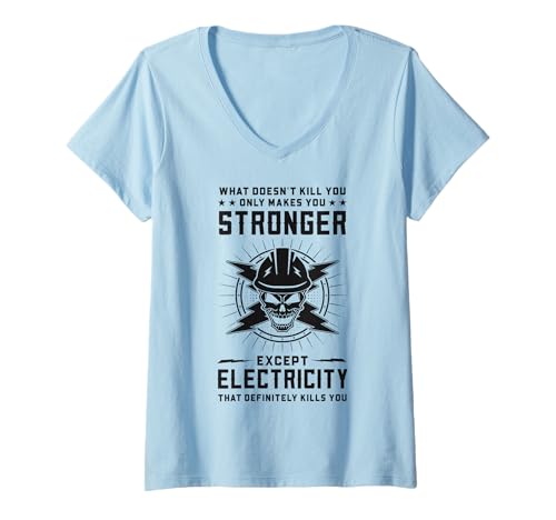 Damen Lineman Was bringt dich nicht um Elektriker Lustig T-Shirt mit V-Ausschnitt von Funny Electrician Gifts For Men
