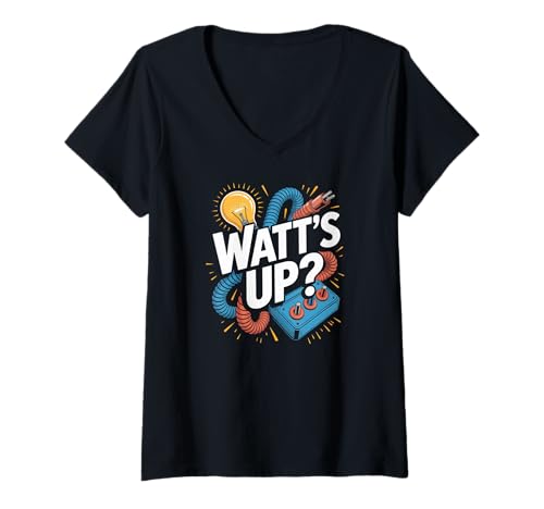 Damen Watt's Up Lustiger Elektriker Humor T-Shirt mit V-Ausschnitt Damen Watt's Up Lustiger Elektriker Humor T-Shirt mit V-Ausschnitt von Funny Electrician Humor Watt's Up Spark
