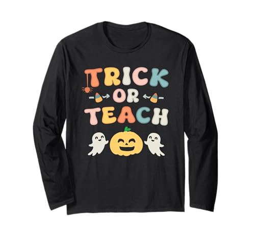 Lehrer Halloween Shirts für Frauen Lustig Trick Or Teach Langarmshirt Lehrer Halloween Shirts für Frauen Lustig Trick Or Teach Langarmshirt von Funny Elementary Teachers Halloween Trick Or Teach
