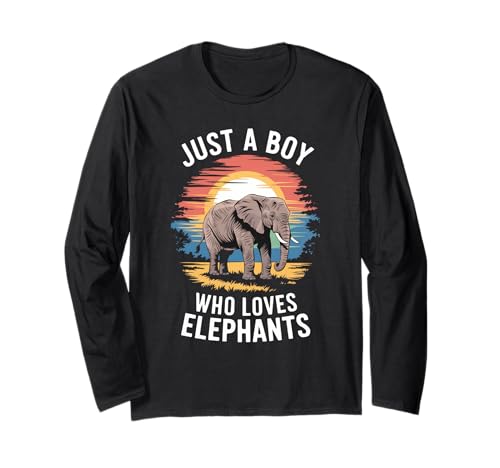 Just a Boy Who Loves Elephants Retro Vintage Kinder Elefant Langarmshirt Just a Boy Who Loves Elephants Retro Vintage Kinder Elefant Langarmshirt von Funny Elephant Enthusiast Apparel