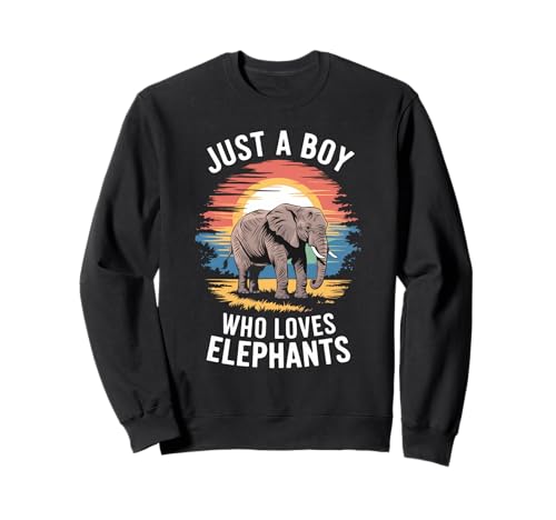 Just a Boy Who Loves Elephants Retro Vintage Kinder Elefant Sweatshirt Just a Boy Who Loves Elephants Retro Vintage Kinder Elefant Sweatshirt von Funny Elephant Enthusiast Apparel