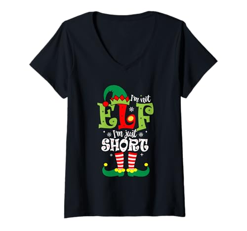 Damen I'm Not An Elf I'm Just Short Weihnachten Weihnachten Kinder Damen Herren T-Shirt mit V-Ausschnitt Damen I'm Not An Elf I'm Just Short Weihnachten Weihnachten Kinder Damen Herren T-Shirt mit V-Ausschnitt von Funny Elf Christmas Outfits
