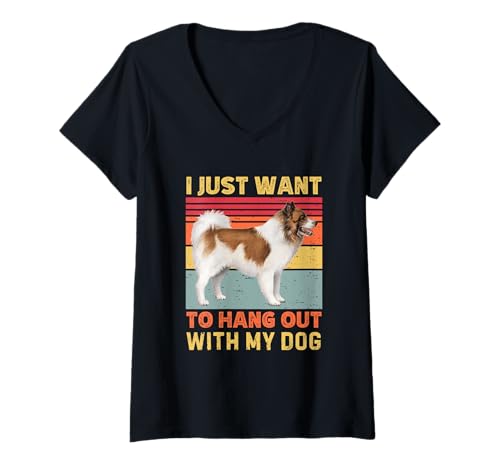 Damen Ich möchte nur mit meinem Hund abhängen Lustiger Elo Dog T-Shirt mit V-Ausschnitt Damen Ich möchte nur mit meinem Hund abhängen Lustiger Elo Dog T-Shirt mit V-Ausschnitt von Funny Elo Dog Design for Dog Lovers