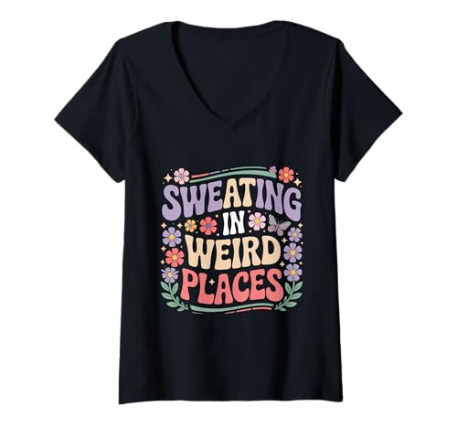 Damen Schwitzen an seltsamen Orten lustiger unangemessener Erwachsenen-Humor T-Shirt mit V-Ausschnitt Damen Schwitzen an seltsamen Orten lustiger unangemessener Erwachsenen-Humor T-Shirt mit V-Ausschnitt von Funny Embarrassing Inappropriate Designs