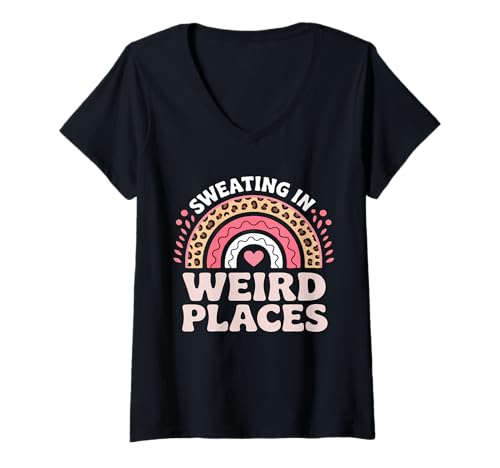 Damen Schwitzen an seltsamen Orten lustiger unangemessener Erwachsenen-Humor T-Shirt mit V-Ausschnitt Damen Schwitzen an seltsamen Orten lustiger unangemessener Erwachsenen-Humor T-Shirt mit V-Ausschnitt von Funny Embarrassing Inappropriate Designs